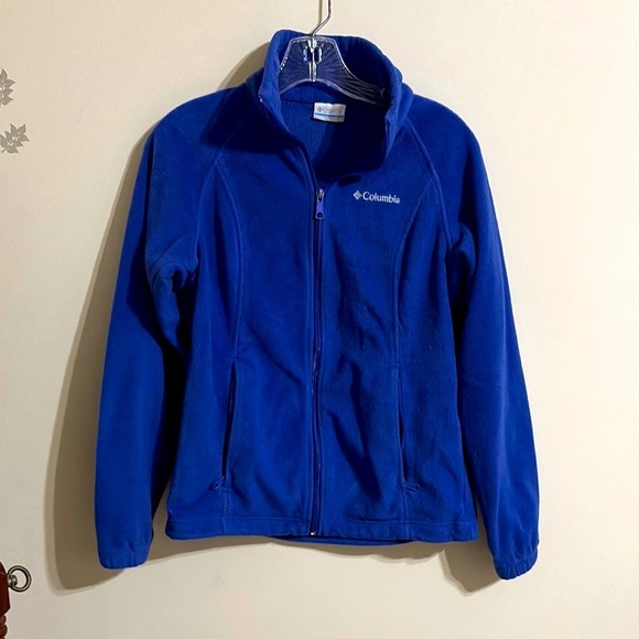 Columbia Jackets & Blazers - COLUMBIA‎ Sportswear Blue Basic Fitted Fleece Jacket Coat Womens Sz Small